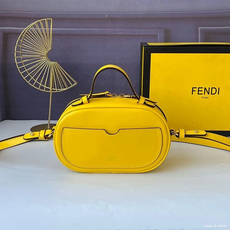 Vintage HOT Yellow In Fendi Camera Case Mini O'Lock Calf Leather 0801